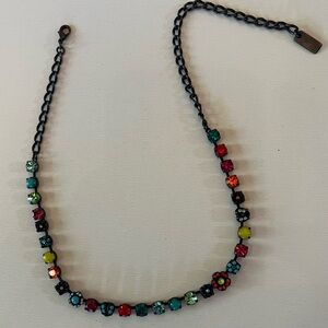 Amaro colourful crystal necklace with assorted flowers and stones. 45 cm.